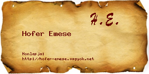 Hofer Emese névjegykártya